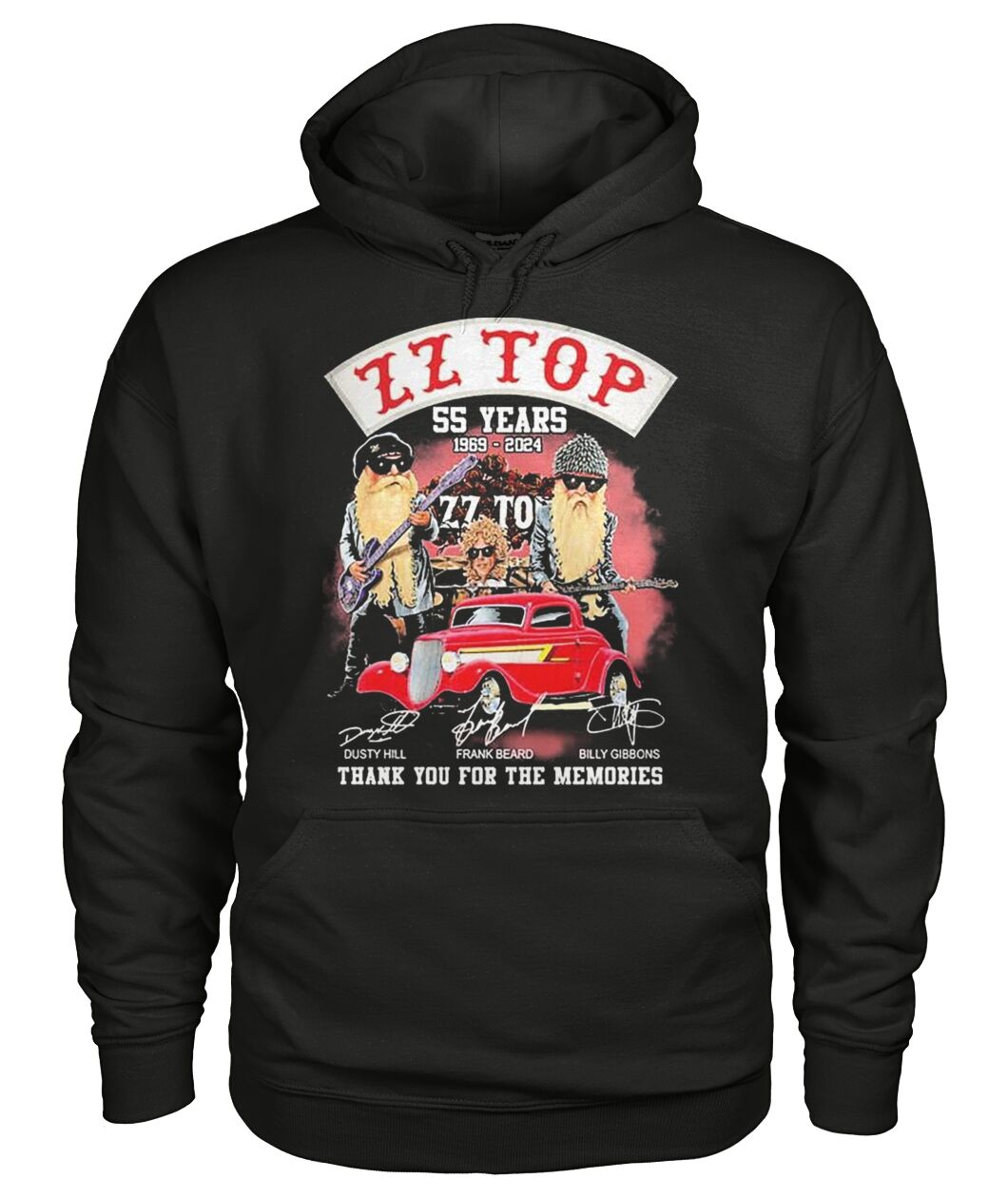 Rock Zz Top 55 Years 1969 - 2024 Thank You For The Memories Signatures Hoodie, Premium Hoodie, Fan Hoodie